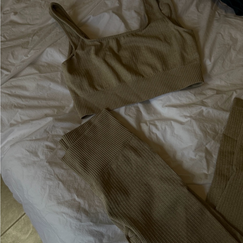 Ribbed Tan Matching Workout Set - image 4